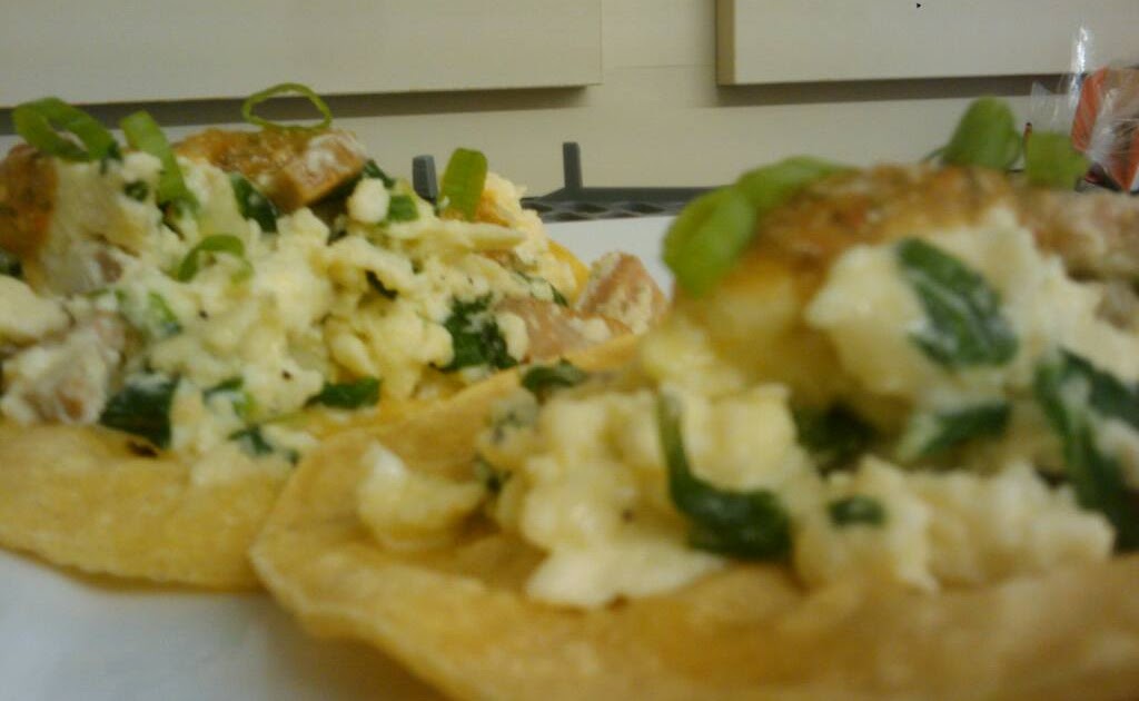 Fresh Rick's Awesome Food from Home Egg Whites and Spinach in a Tortilla